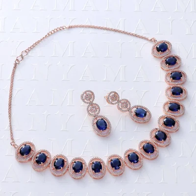 GEM ROUNDED WITH DIAMOND RINGS NECK PIECE