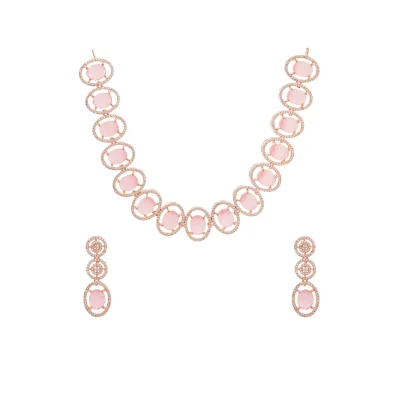 GEM ROUNDED WITH DIAMOND RINGS NECK PIECE
