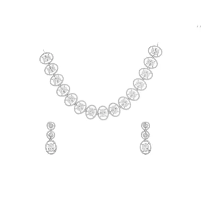 GEM ROUNDED WITH DIAMOND RINGS NECK PIECE