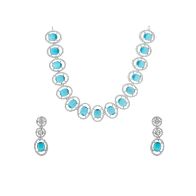 GEM ROUNDED WITH DIAMOND RINGS NECK PIECE