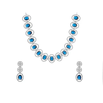 GEM ROUNDED WITH DIAMOND RINGS NECK PIECE