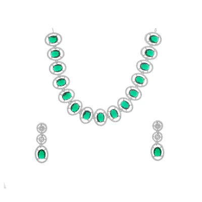 GEM ROUNDED WITH DIAMOND RINGS NECK PIECE
