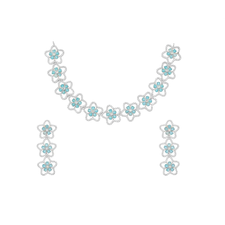 DIAMOND FLOWER SHORT GARLAND NECKLACE