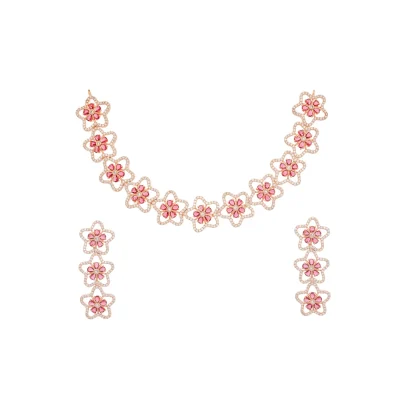 DIAMOND FLOWER SHORT GARLAND NECKLACE