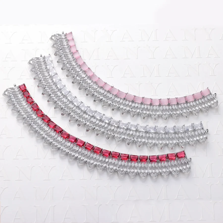 RED GEM HANGED DIAMONDS NECK PIECE
